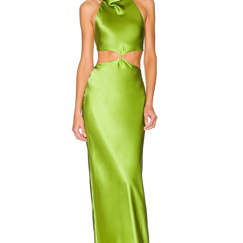 Elegant Green Satin Dress